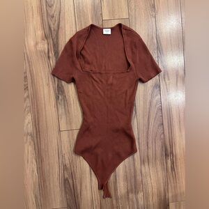 Abercrombie & Fitch Squareneck Ribbed Sweater Bodysuit